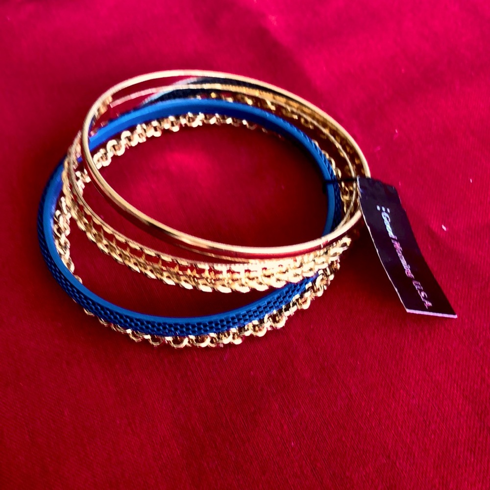 Good Morning USA brand bangle bracelet gold and teal